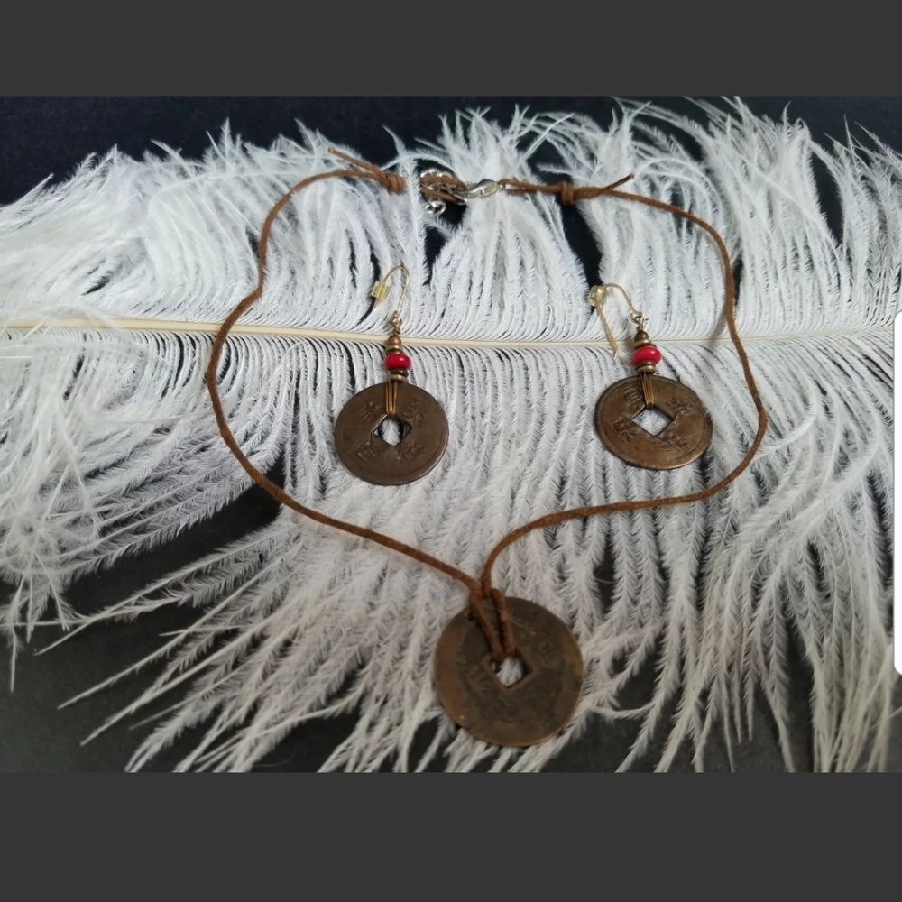 Feng Shui Chinese Luck Money Coin Jewelry Set
